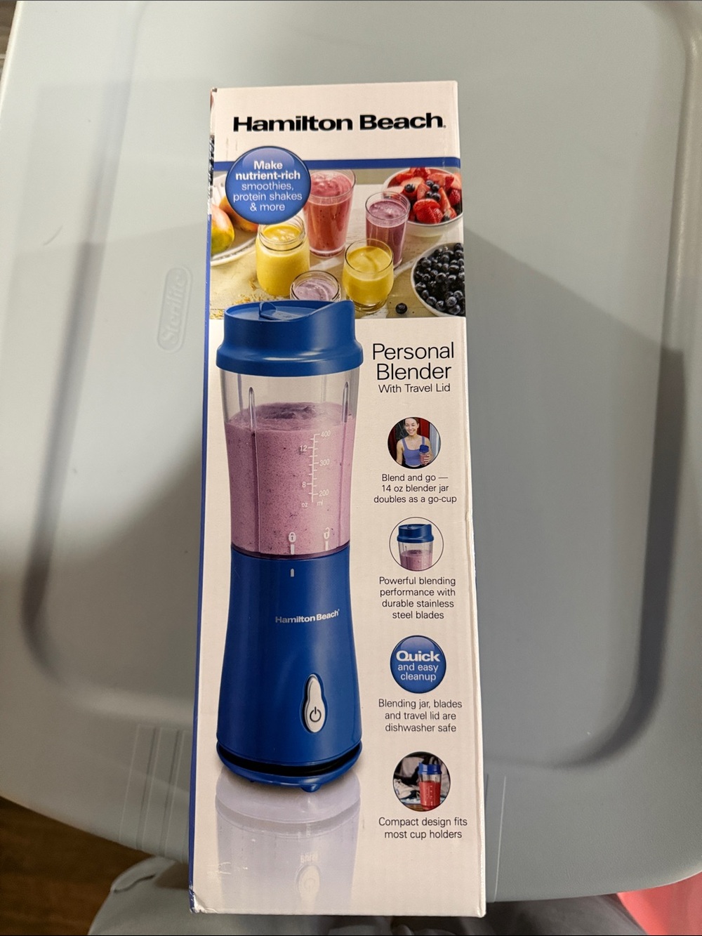 Hamilton Beach Blue Personal Smoothie Blender with Travel Lid
